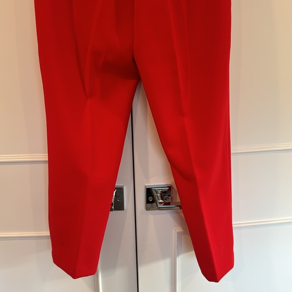 Zara Red Straight Leg Gold Button Detail High Waisted Pants Size Small - Picture 12 of 16
